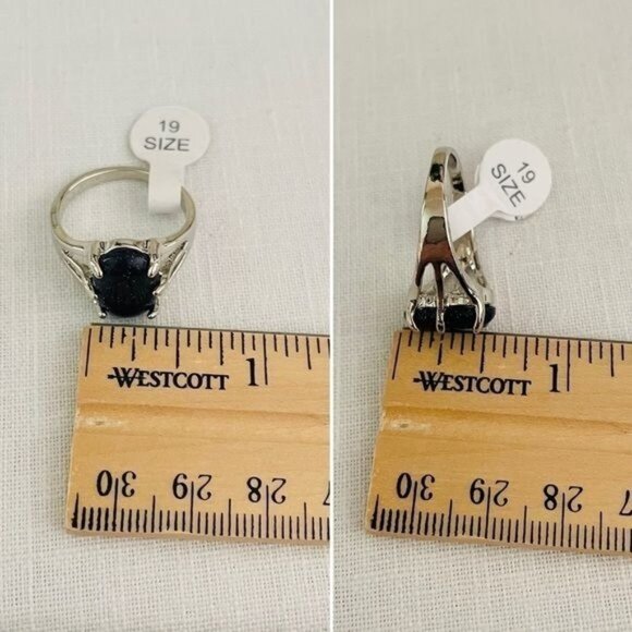 Goldstone Oval Gemstone Ring in Silvertone Size 9.5 - Picture 10 of 12